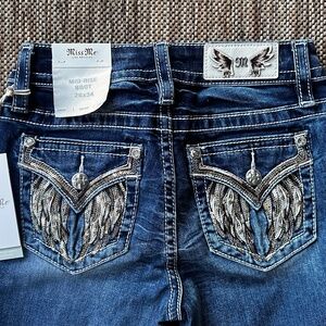 Miss Me Boot Cut Angel Wings Jeans (NWT)